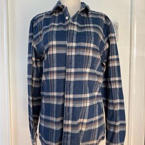 GAP Navy and Cream Plaid Shirt